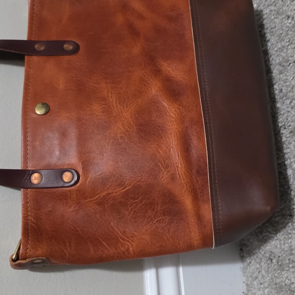 KMM & Co Genuine Leather Chestnut Derby and Harvest Buccaneer Mini Panel.Tote - Picture 4 of 12